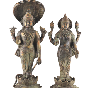 Vintage Brass Vishnu Lakshmi Idol Pair 18 Inch - Antique Divine Couple | Jaipurio